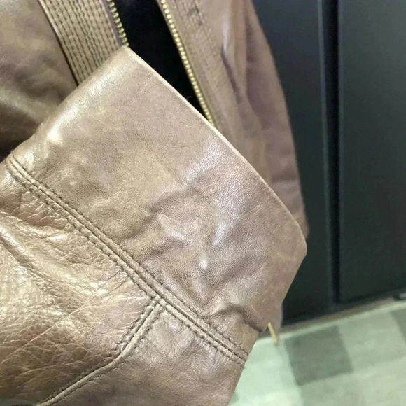 Black Rivet Vintage LeatherJacket,zip front,hip pockets knit collar,lined - Picture 8 of 12